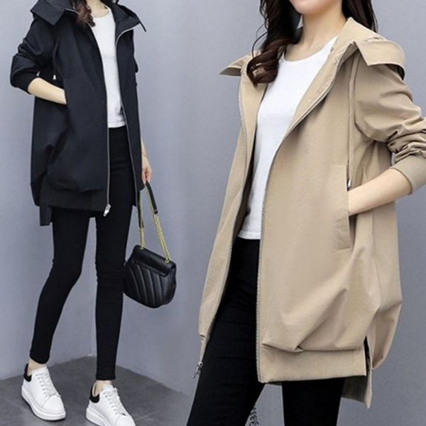 데일리 여성 후드 점퍼 박시 여성 간절기 아우터 빅사이즈 바람막이 - 상품 이미지