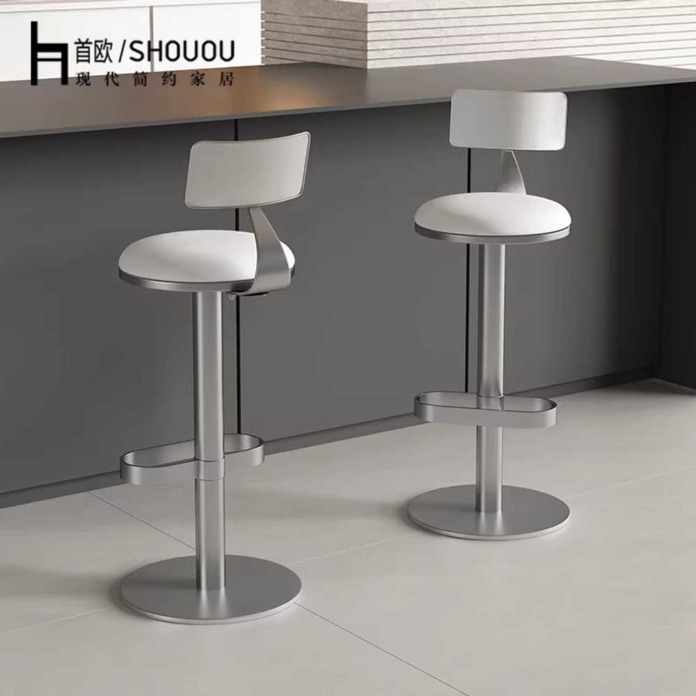 회전 바 스툴 아일랜드 접수대 철제 등받이 높은 체어 55cm - 상세 이미지 4