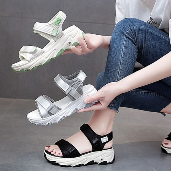 키높이 여성 통굽 샌들 데일리 여성 스트랩 샌들 5cm 여름 - 상품 이미지