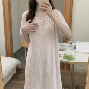 26ss 여성 플라워잠옷 원피스파자마 반팔 홈웨어 착용 후기 | 사이즈/핏 총정리 - 상품 이미지 3