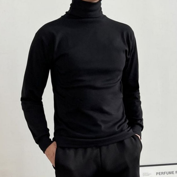 부드러운 남성 목폴라 폴라티 티셔츠 베이직 터틀넥 티셔츠 데일리 가을 - 상품 이미지