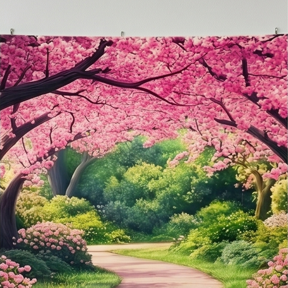 대형 패브릭 포스터 벚꽃 공원 감성 인테리어 풍경 가리개 커튼 (150x100cm) - 상세 이미지 5