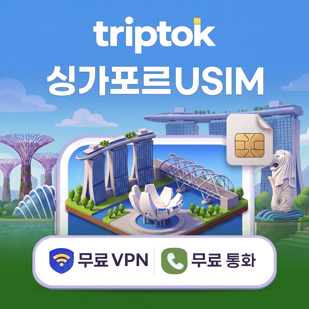 싱가포르 전지역 USIM Singtel/StarHub 전화/VPN 무료