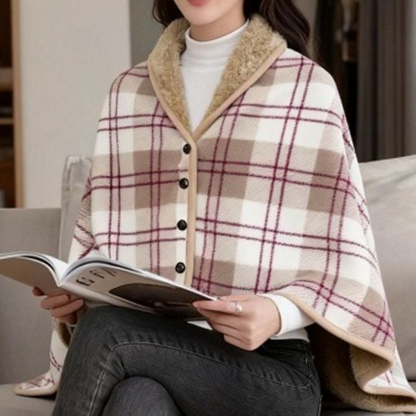 따뜻한입는 극세사 입는담 담요 버튼형 극세사 케이프 담요 사무실 겨울 - 상품 이미지