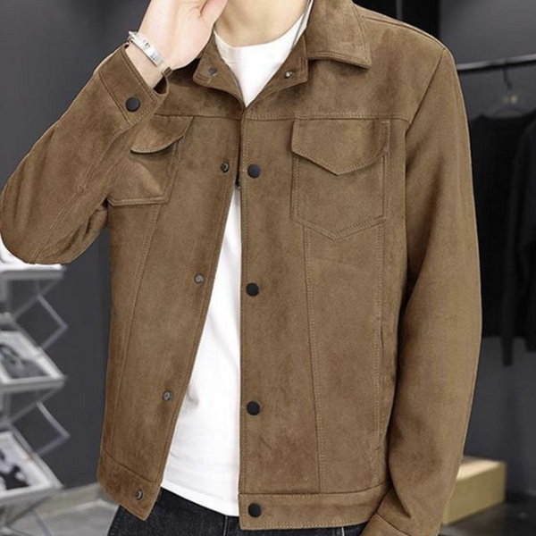 레귤러핏 남성 스웨이드 자켓 트러커 스웨이드 자켓 데일리 캐주얼 가을 - 상품 이미지