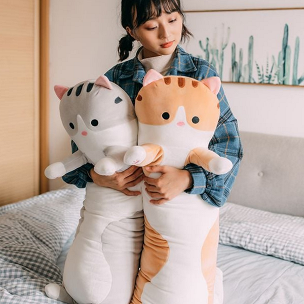 모찌 고양이 바디 필로우 90cm 동물 바디 필로우 안고자는 베개 - 상품 이미지
