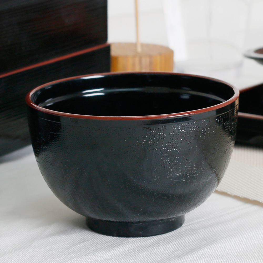 칠기 멜라민 장국 국물 그릇 작은 미니 밥그릇 밥공기 9.6cm, 흑 공기 - 상품 이미지