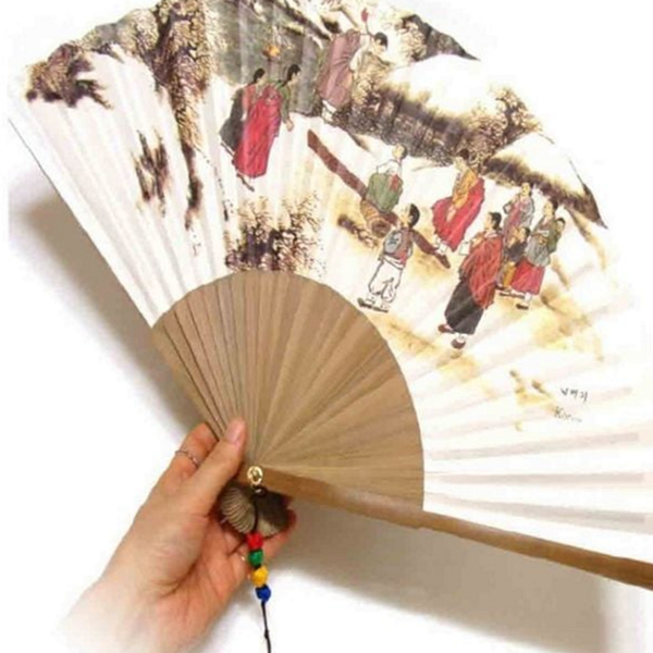 휴대용 각인 접이식 부채 오죽선 전통 한지 부채 선물 그림 - 상품 이미지