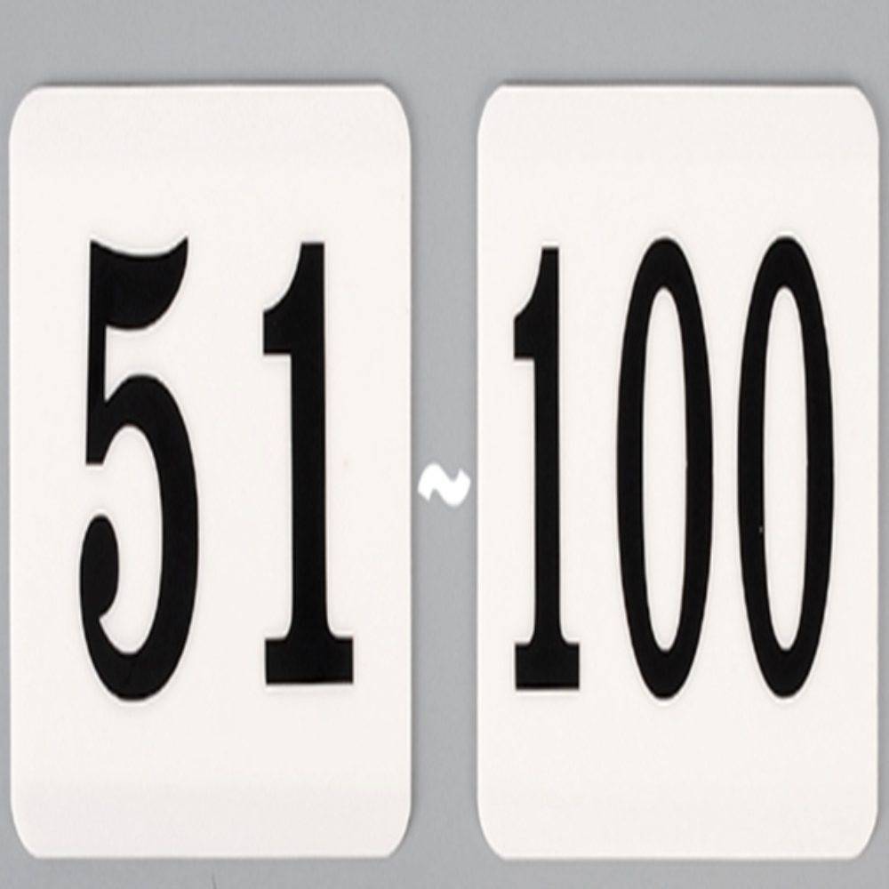 인기픽 사각 번호스티커 100mm 51~100 1P 원형숫자스티커 - 상품 이미지