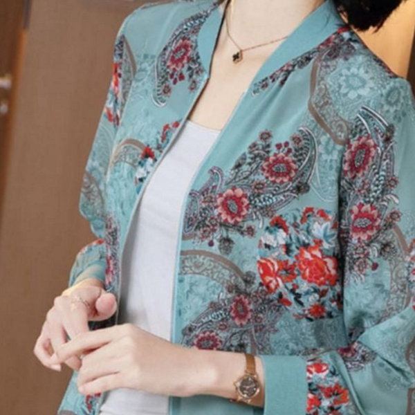 데일리 여성 바람막이 점퍼 캐주얼 여성 꽃무늬 점퍼 간절기 아우터 - 상품 이미지