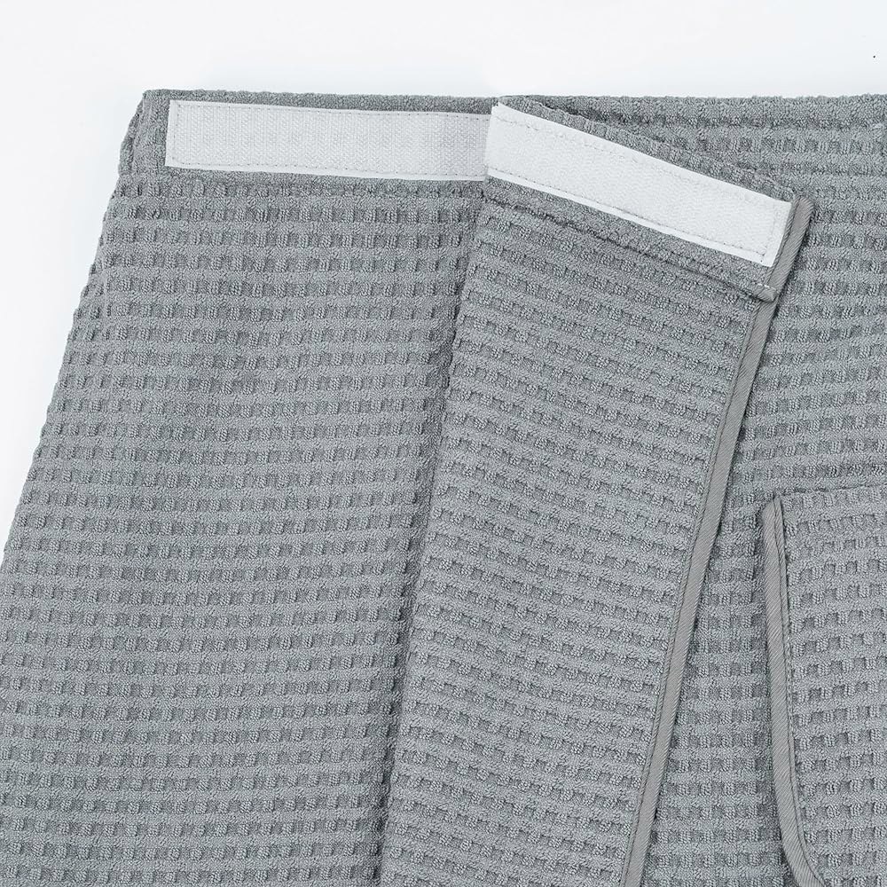 남성용 폴리테 퀵 드라이 마이크로파이버 와플 목욕 타월 바디 랩, 한 사이즈 - 20인치. 길이 x 58인치. 스윕(그레이) - 상세 이미지 3