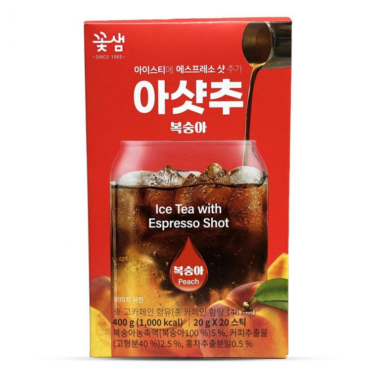 꽃샘 아샷추 복숭아 아이스티 에스프레소 20T 스틱 - 상품 이미지