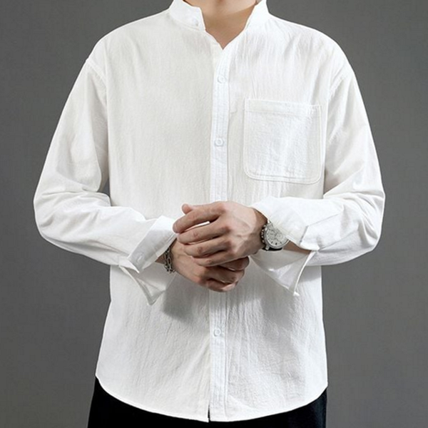 루즈핏 남성 린넨 셔츠 헨리넥 차이나 셔츠 캐주얼 여름 - 상품 이미지