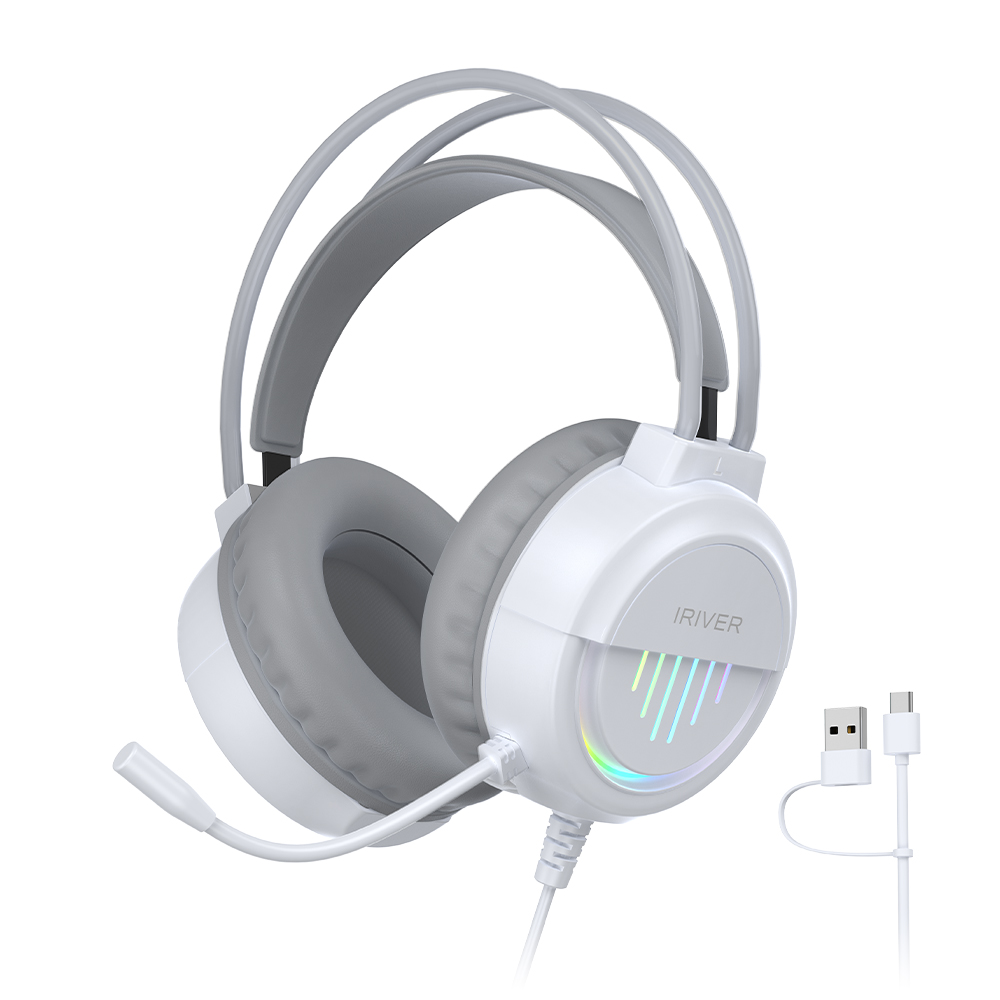 아이리버 경량 USB C to A 콤보 어학용 게이밍 LED 헤드셋 G9H 화이트 - 상품 이미지