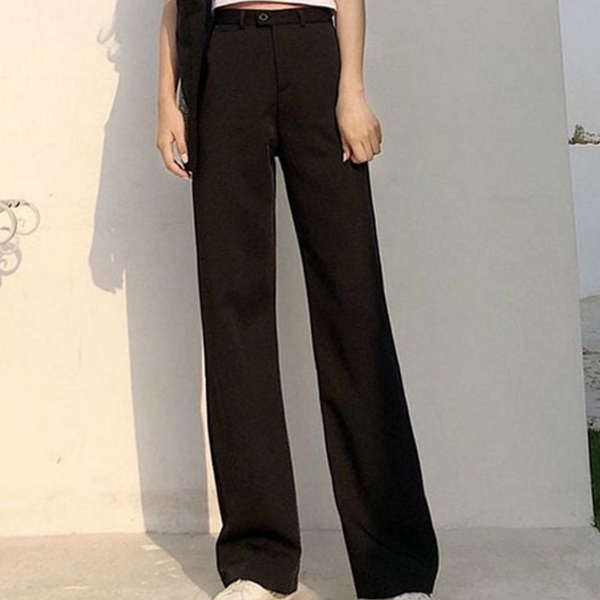 데일리 여성 슬랙스 스트레이트 여성 와이드 팬츠 바지 일자 정장 - 상품 이미지