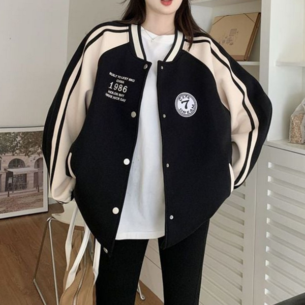 스타디움 여성 야구 점퍼 데일리 여성 바람막이 점퍼 오버핏 가을 - 상품 이미지
