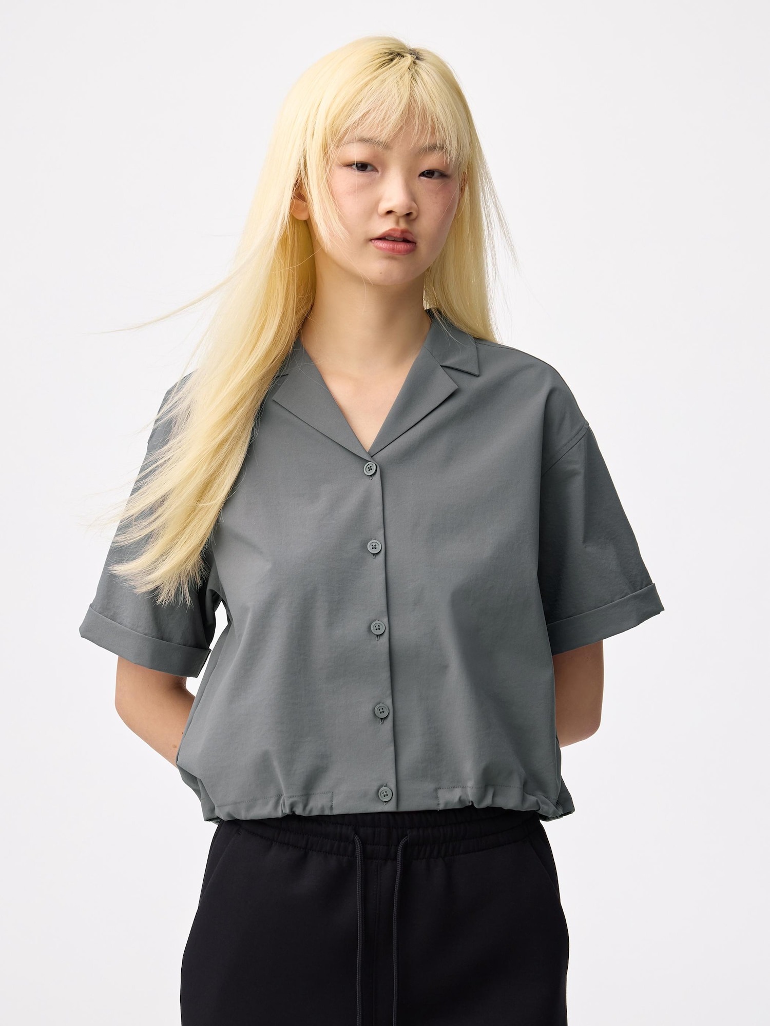 GU 테크 쇼트 반팔 셔츠 [26SS] 오픈 칼라 시원한 봄 여름 가벼운 이미지 6