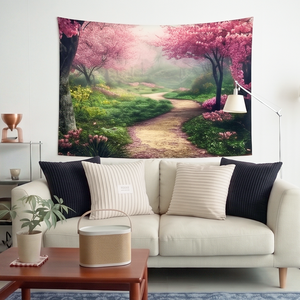 패브릭 포스터 벚꽃숲 가리개 대형 풍경 커튼 배전함 가림천 (150x100cm) - 상세 이미지 4