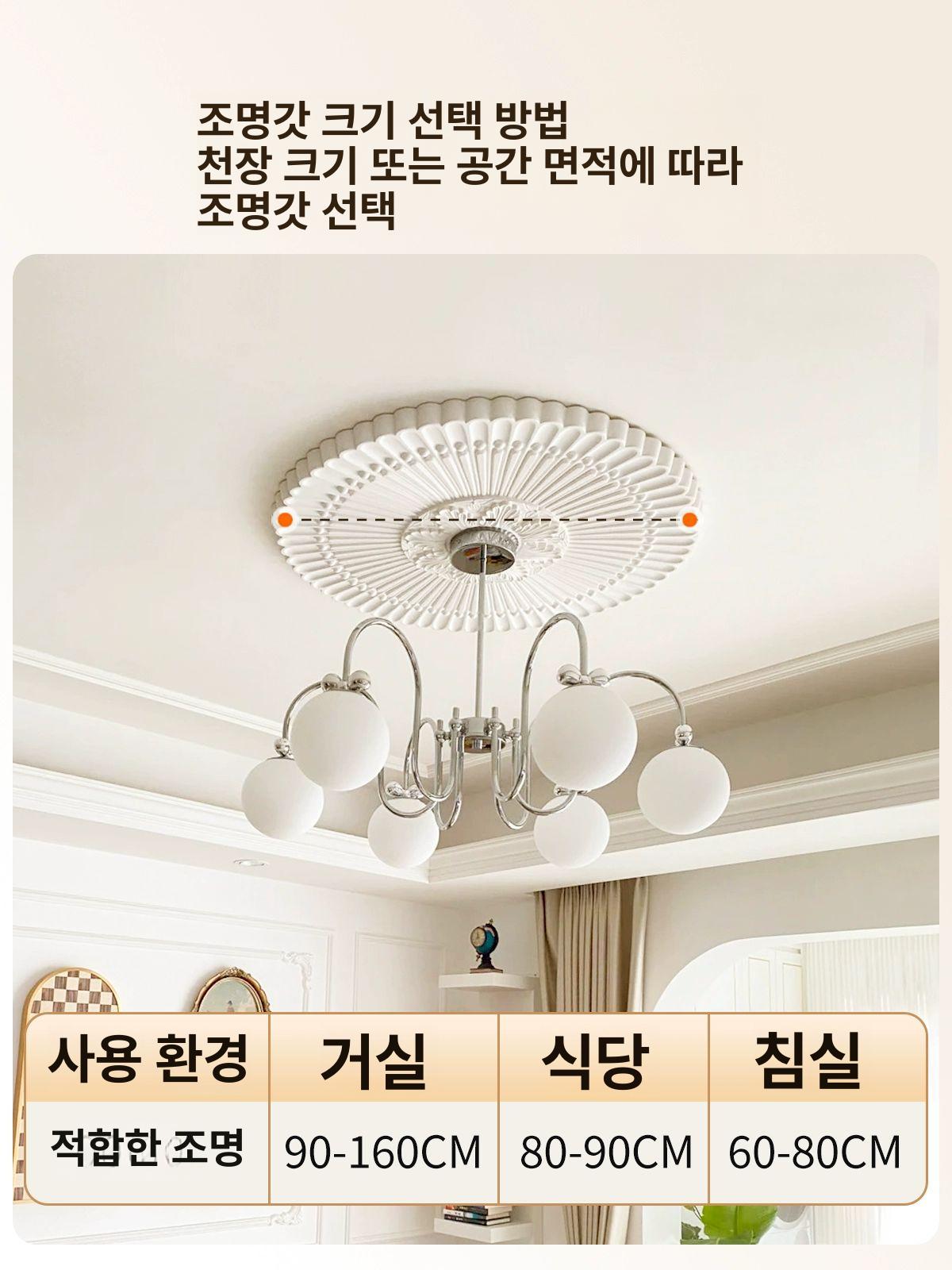 석고 샹들리에 패널 조명 판넬 천장 천정 장식 몰딩 유럽 모델 샹드리에 라운드 원형 - 상세 이미지 5