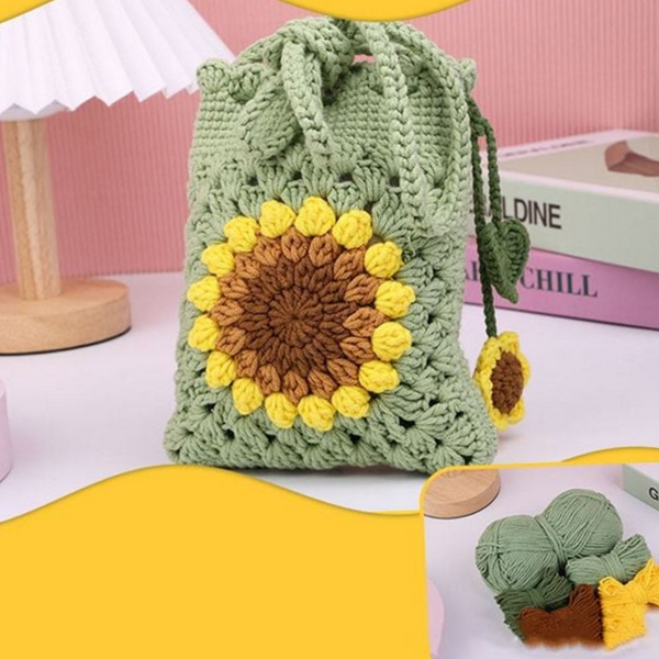 해바라기 뜨개 가방 코바늘 diy 뜨개 가방 만들기 패키지 키트 - 상품 이미지