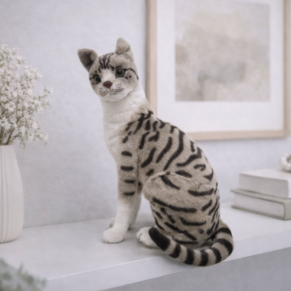 [중고 ]리얼 고양이 인형 줄무늬 캣 봉제인형 반려동물 인테리어 소품 - 상세 이미지 4