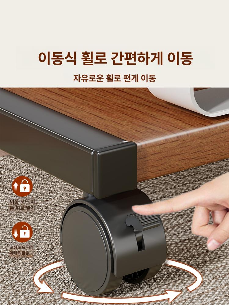 컴퓨터 본체 거치대 pc받침대 홀더 사무실 정리 블랙 프레임+월넛 - 상세 이미지 4