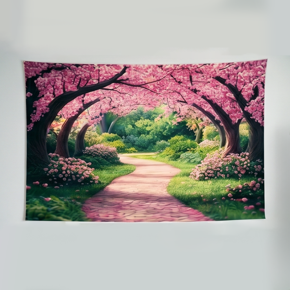 대형 패브릭 포스터 벚꽃 공원 감성 인테리어 풍경 가리개 커튼 (150x100cm) - 상세 이미지 3