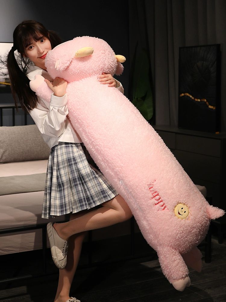 알파카 긴 인형 베개 대형 쿠션 수면 안아주는 봉제 인형 선물용 푹신한 양털 - 상세 이미지 2