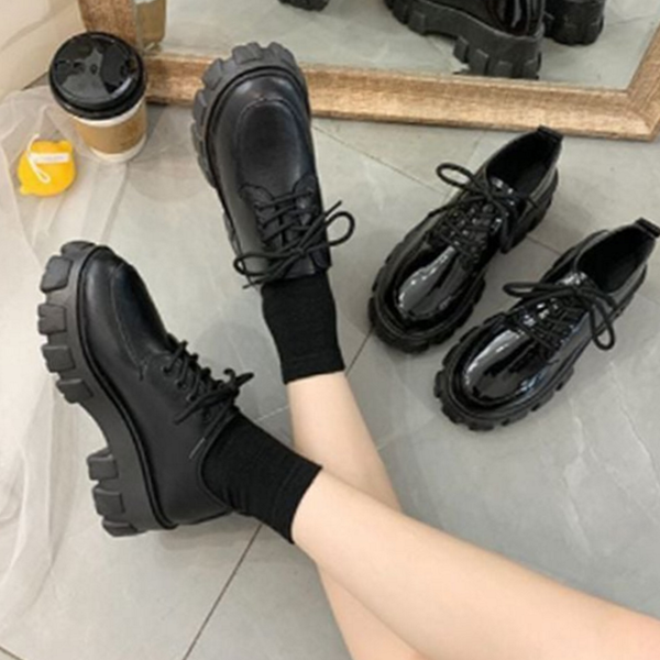 플랫폼 여성 로퍼 에나멜 로퍼 데일리 통굽 - 상품 이미지
