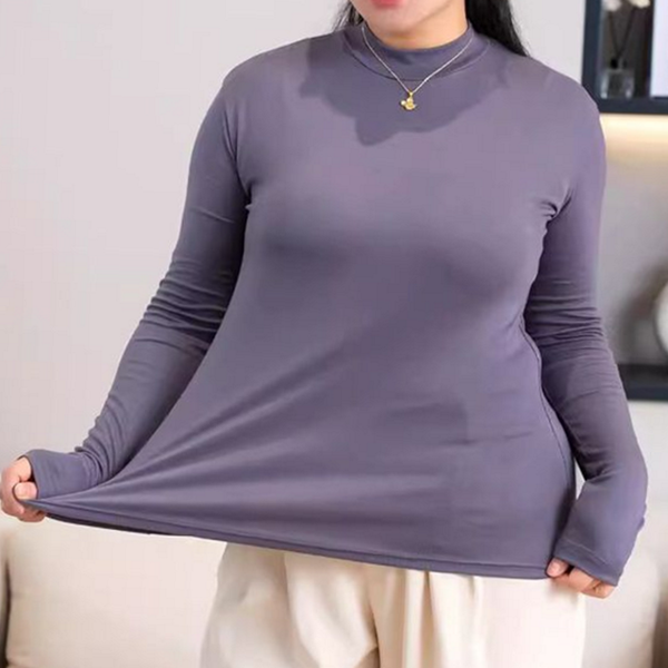 빅사이즈 여성 반폴라 폴라티 티셔츠 레이어드 여성 스판 티셔츠 베이직 - 상품 이미지