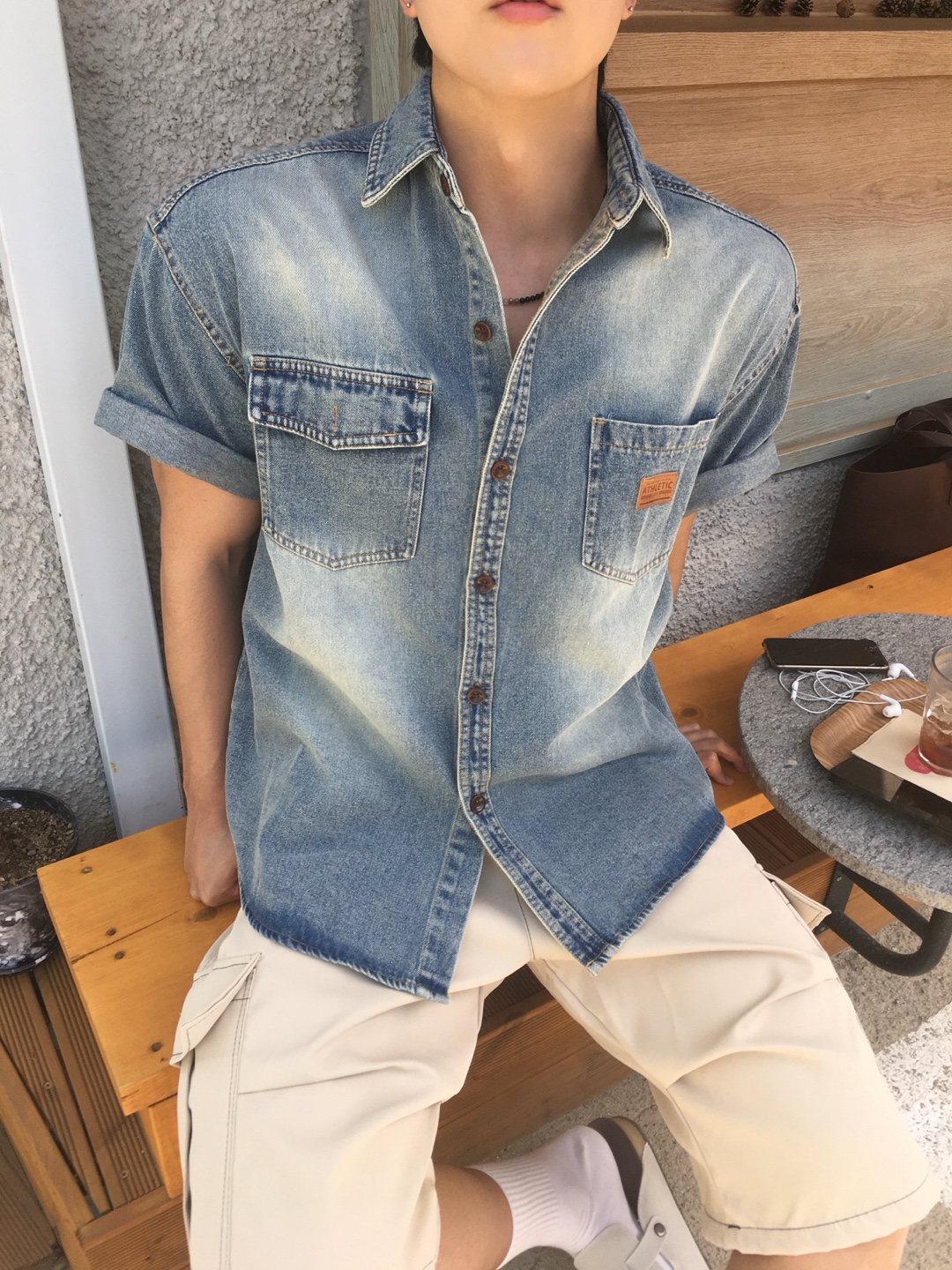 워크웨어 데님 반팔 청셔츠 이미지 6