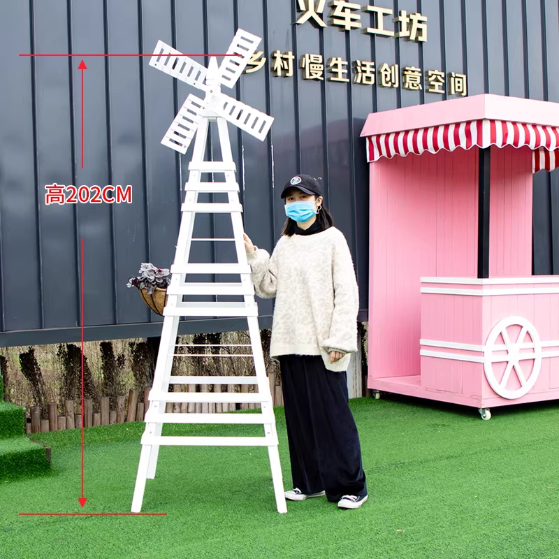 야외 풍차 오벨리스크 가드닝 랙 꽃 정원 바람개비 브라운 소형 - 상세 이미지 4