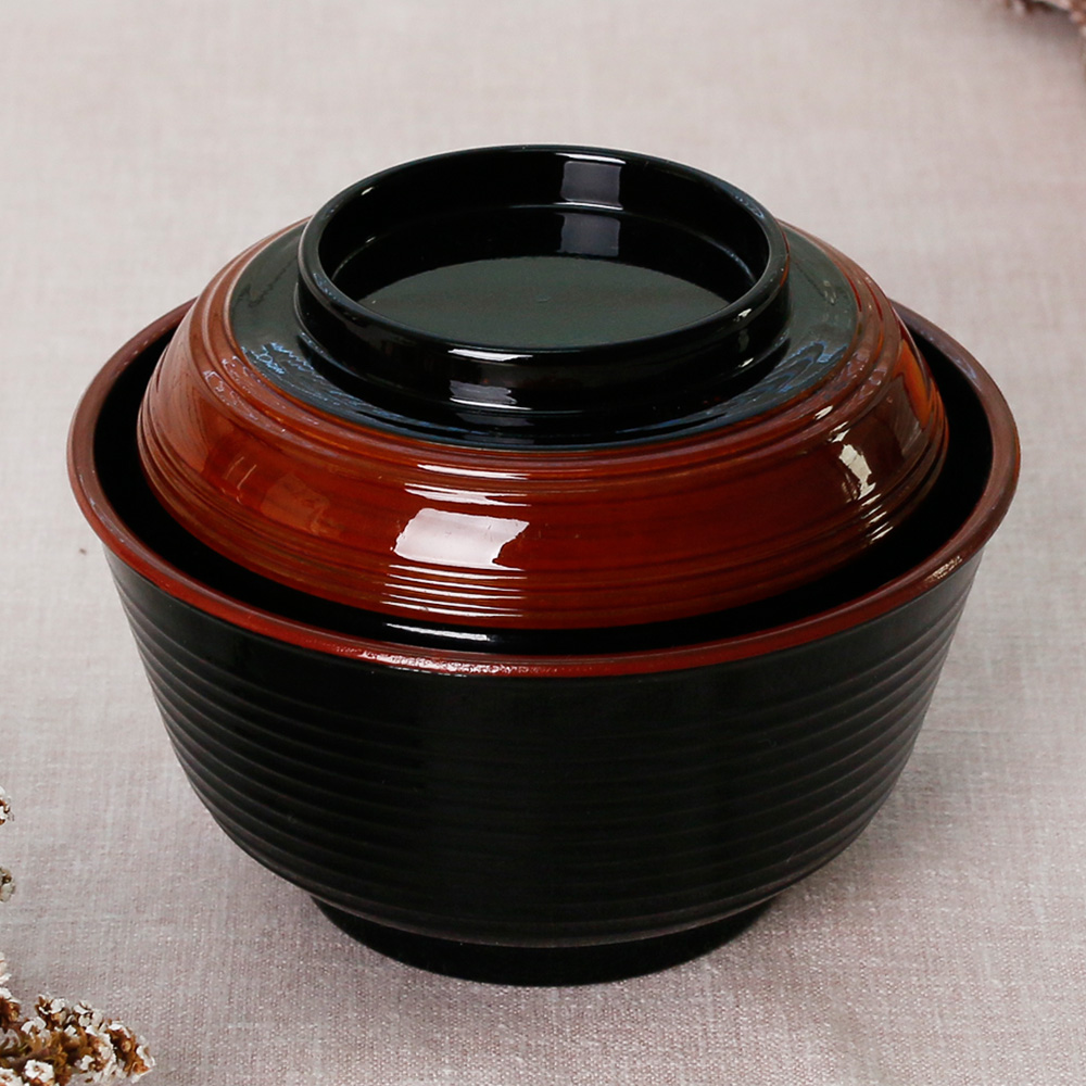 칠기 멜라민 장국 국물 그릇 작은 미니 밥그릇 밥공기 13.3cm, 흑돈부리 - 상세 이미지 4