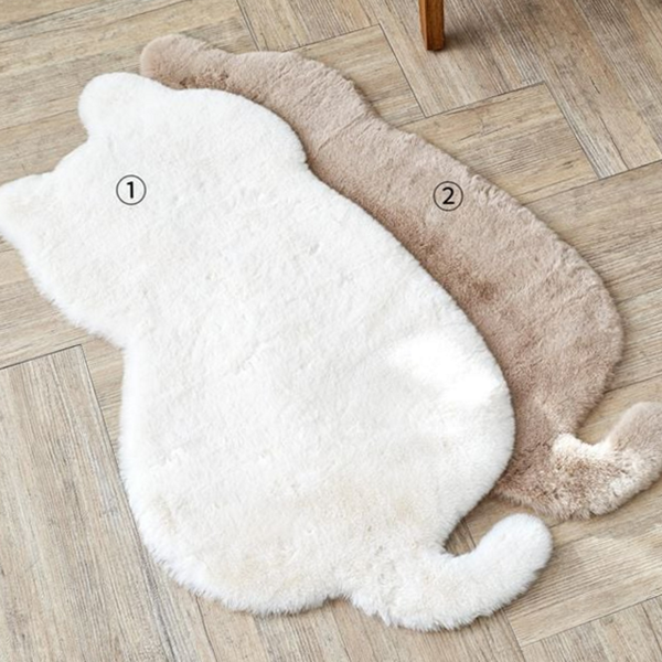 포근한 고양이 러그 귀여운 동물 러그 극세사 겨울 - 상품 이미지
