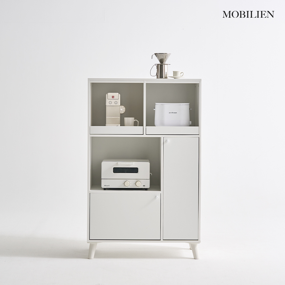 모빌리엔 코코렌지대 멀티 홈바 슬라이드 홈카페 주방수납장 800x400x1270, 3단, 코코화이트 - 상품 이미지
