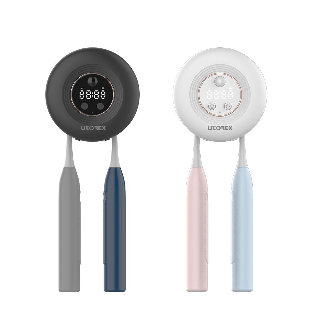 유토렉스 블랑 무선 칫솔 살균기 히팅 UV 살균 건조 시계형 무드등 자동센서 2구 단품 - 상품 이미지
