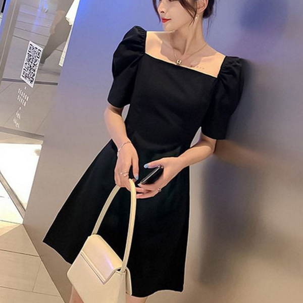 데일리 여성 원피스 벌룬 여성 퍼프 원피스 스퀘어넥 하객룩 - 상품 이미지