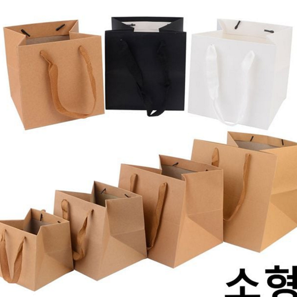 무지 종이 쇼핑백 크라프트 정사각 종이 선물 답례품 - 상품 이미지