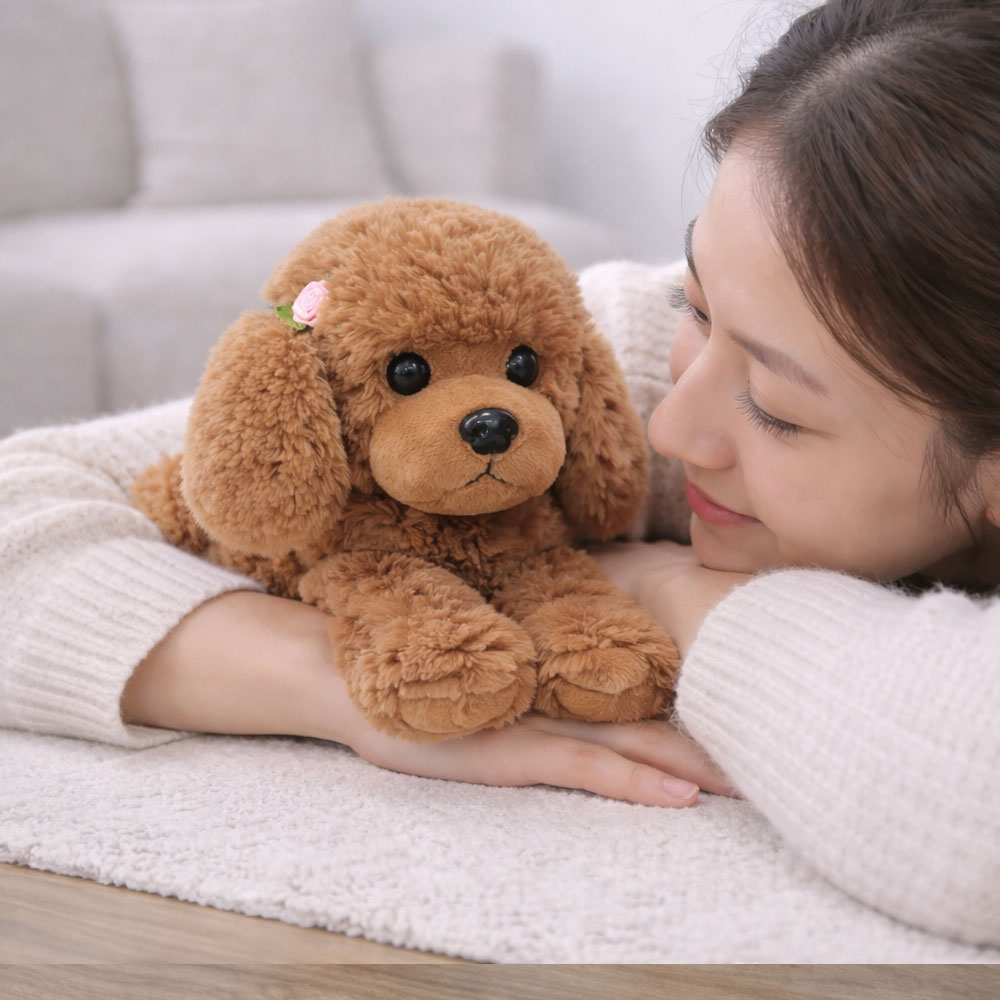 [중고] 푸들 강아지 봉제 인형 인테리어 장식소품 반려동물 인형 브라운 - 상세 이미지 5