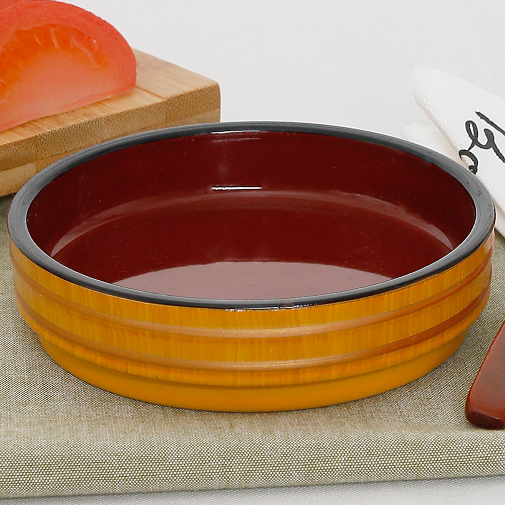 서경 칠기 멜라민 그릇 일식 단무지 반찬 소바 모밀 접시 11.4cm, 라인골드 - 상세 이미지 2