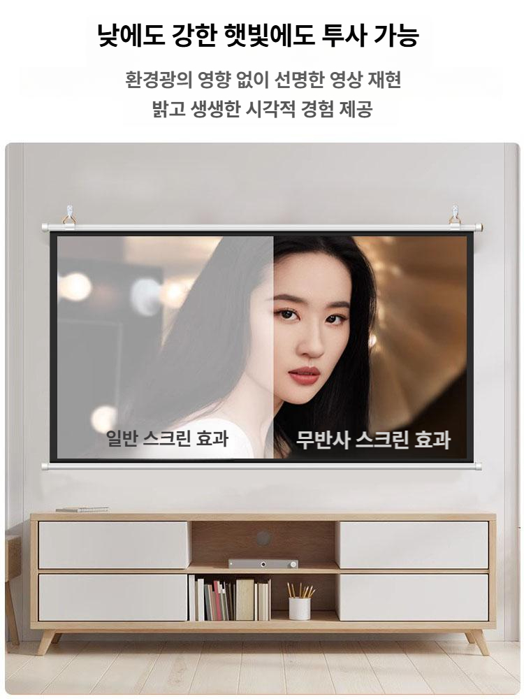 프로젝션 스크린 벽걸이 홈 거실 HD 4K  침실 영화스크린 - 상세 이미지 3
