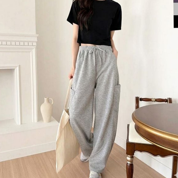 루즈핏 카고 팬츠 밴딩 와이드 팬츠 데일리 벌룬 여성 - 상품 이미지