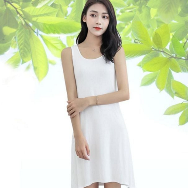 데일리 민소매 원피스 프릴 여성 원피스 슬리브리스 루즈핏 여름 모달 - 상품 이미지