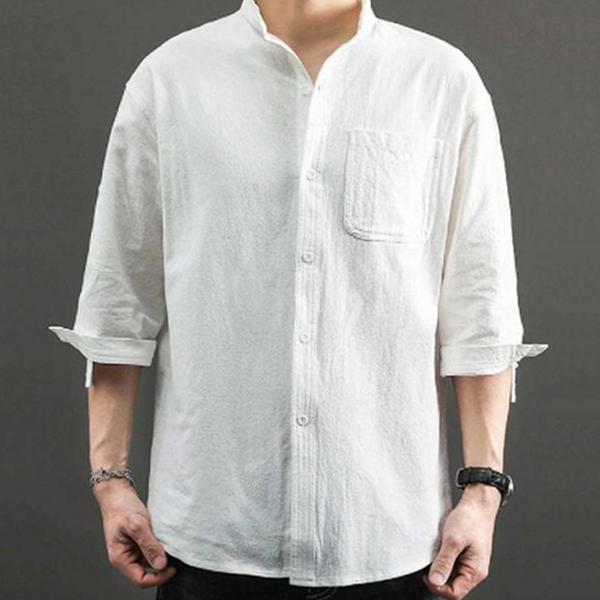데일리 남성 린넨 셔츠 차이나카라 린넨 셔츠 루즈핏 헨리넥 여름 - 상품 이미지