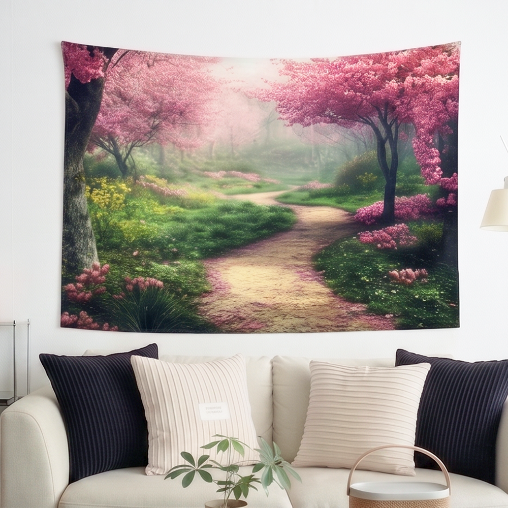 패브릭 포스터 벚꽃숲 가리개 대형 풍경 커튼 배전함 가림천 (150x100cm) - 상품 이미지