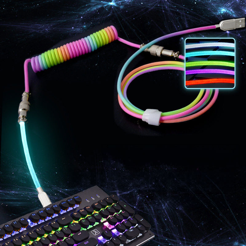 키보드 항공케이블 LED 발광 키보드선 RGB 커넥터 C타입 USB연결 블랙 3.0M - 상세 이미지 5