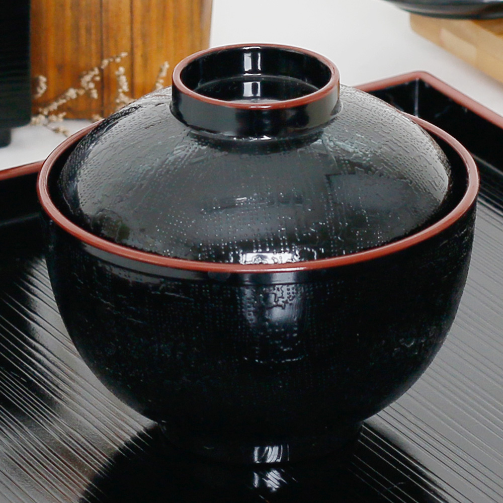 칠기 멜라민 장국 국물 그릇 작은 미니 밥그릇 밥공기 11cm, 흑 공기 - 상세 이미지 3