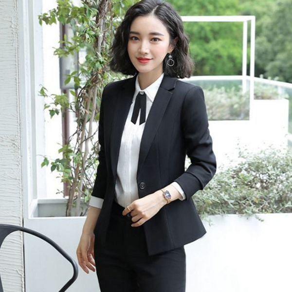 슬림 여성 면접 정장 비즈니스 여성 정장 투피스 바지 슈트 - 상품 이미지