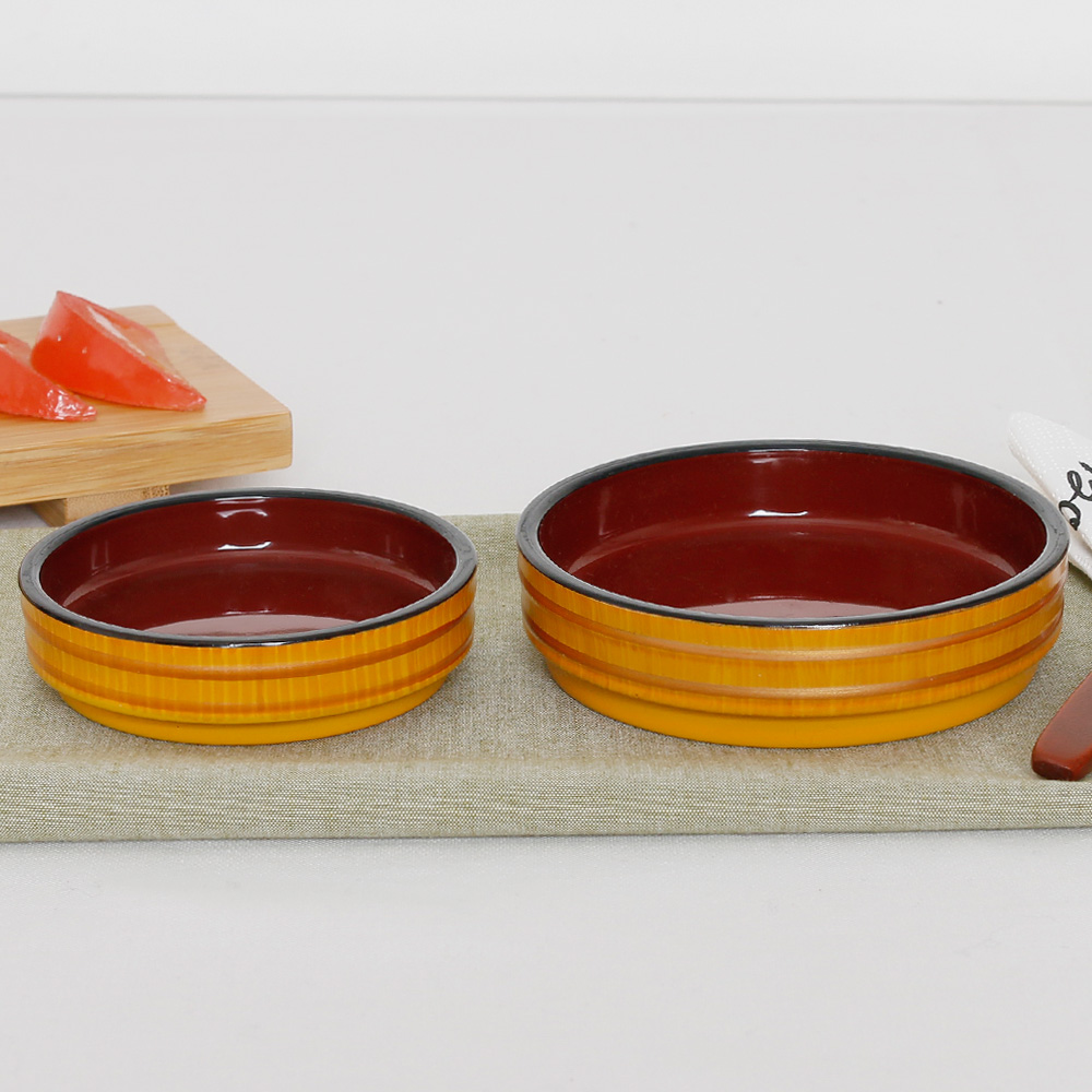 서경 칠기 멜라민 그릇 일식 단무지 반찬 소바 모밀 접시 11.4cm, 라인골드 - 상세 이미지 4