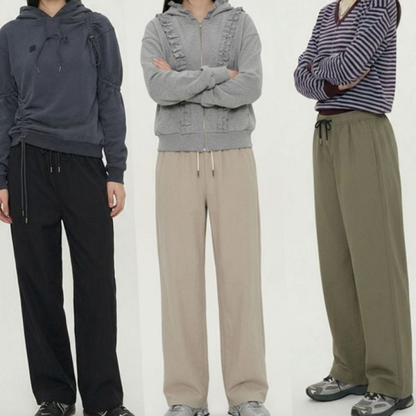나일론 여성 일자 팬츠 투웨이 여성 밴딩 팬츠 데일리 - 상품 이미지